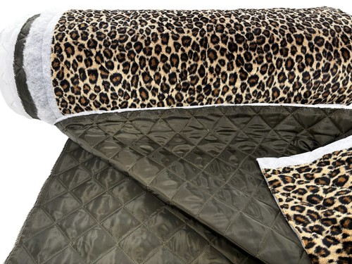 Quilted leopard print fabric - leopard,